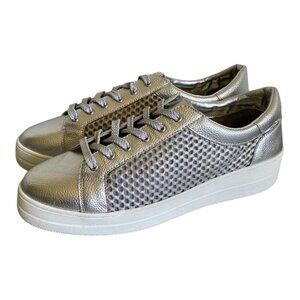 Steven Leather Natural Comfort Silver Metallic Sneakers​​​